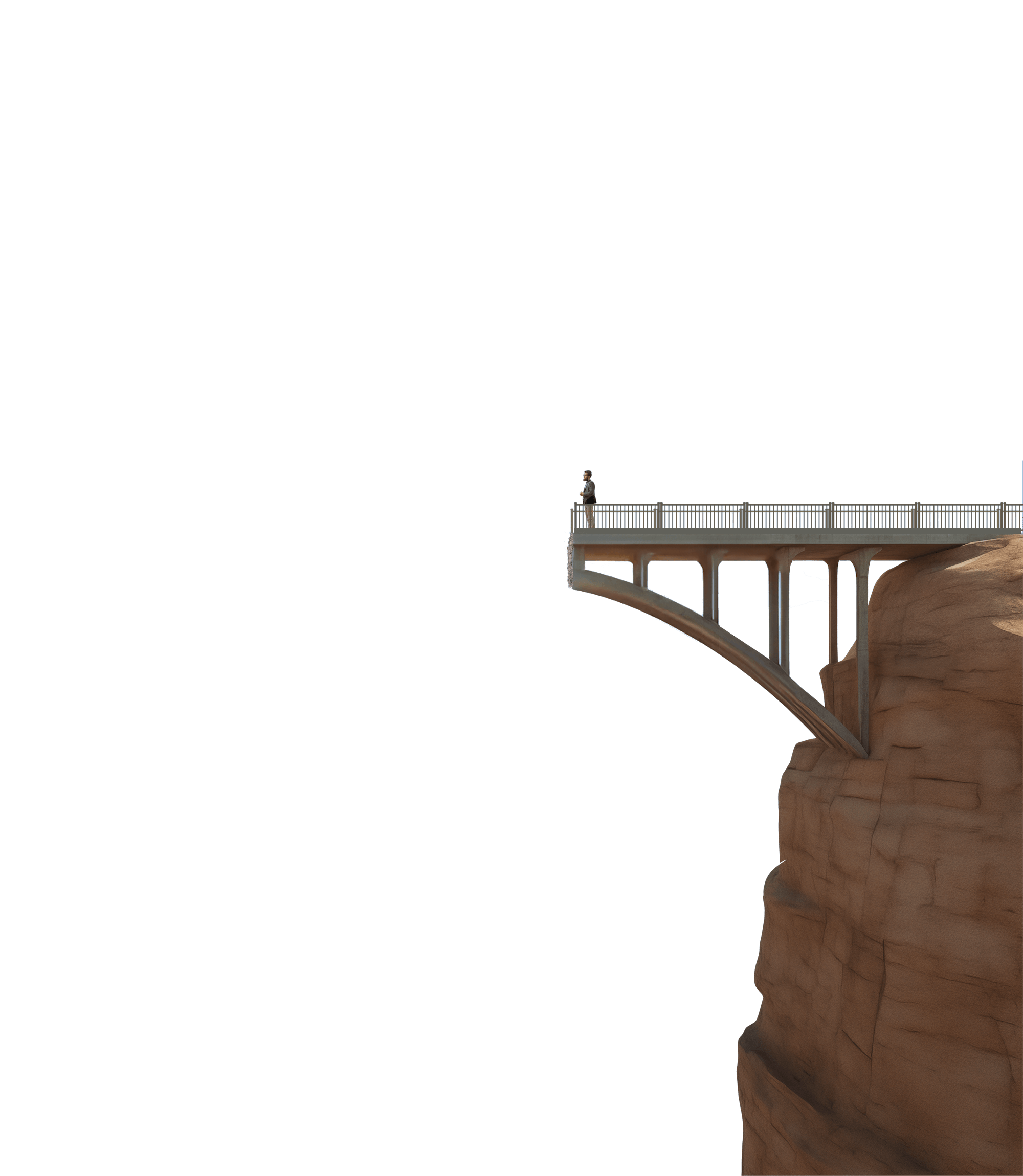 the right side of a bridge with a gap in the middle